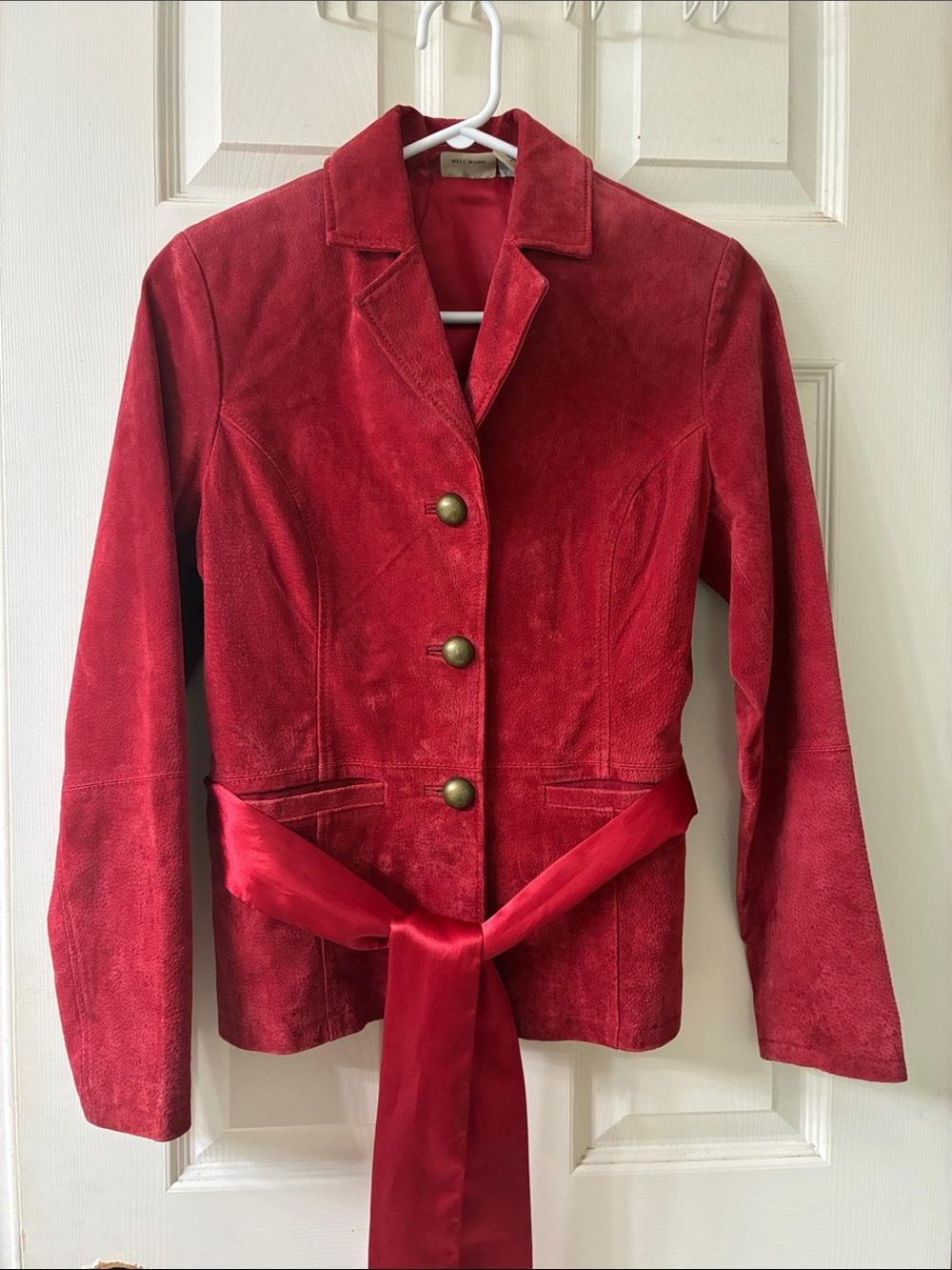 🌷3 for $25🌷Ruff Hewn, US S, Red Suede Blazer With Detachable Sash Belt